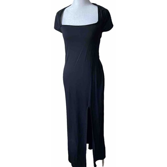 REFORMATION Midi Dress Womens Medium Harlyn Black Cut Out Short Sleeve Medium - Picture 4 of 7